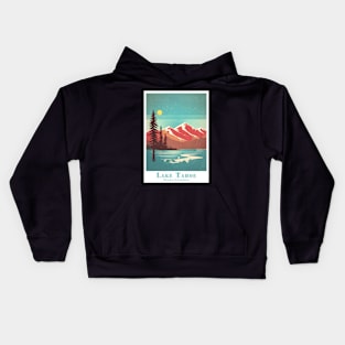 Abstract Vintage Lake Tahoe Retro Sunrise Poster Kids Hoodie